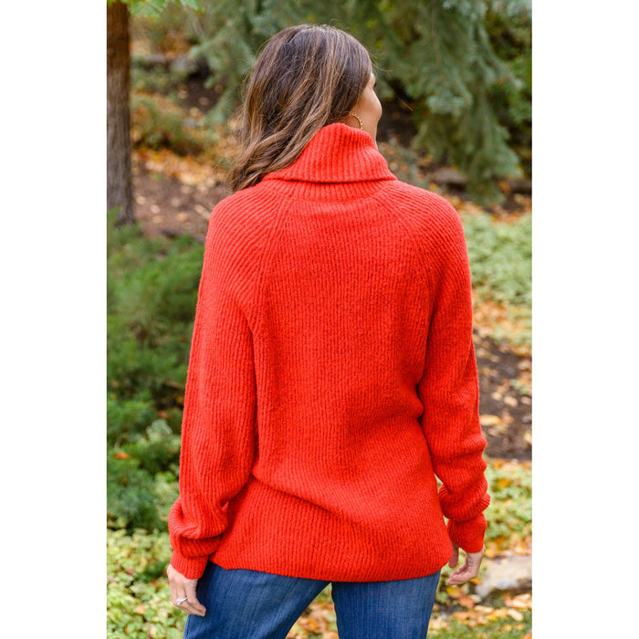 Steady Pace Roll Neck Sweater In Red