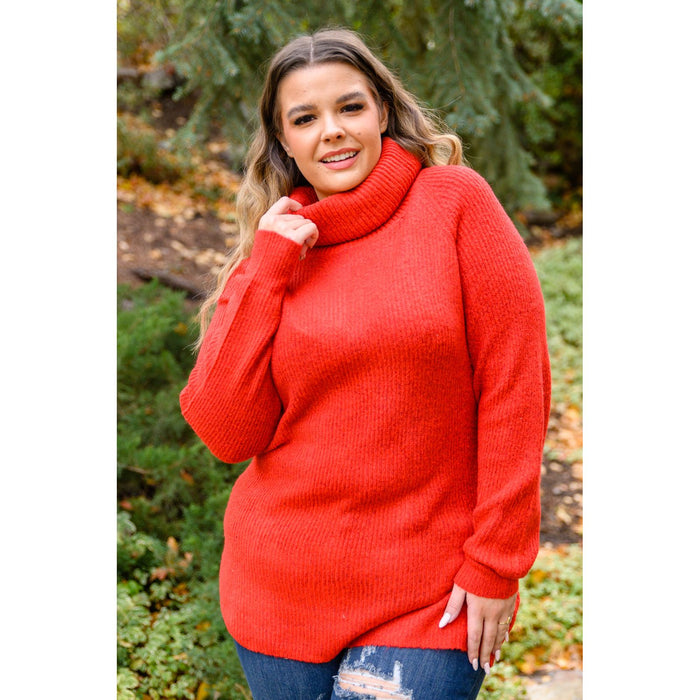 Steady Pace Roll Neck Sweater In Red