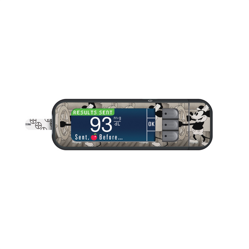 Peelz Steamboat Willie Sticker for Bayer Contour Next Glucometer Peelz/Stickers