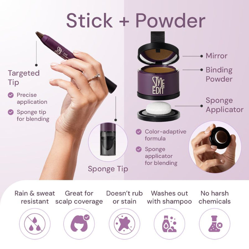Style Edit Best Sellers Trio: Full Size Root Concealer Spray, Stick and Powder Trio Gift Set