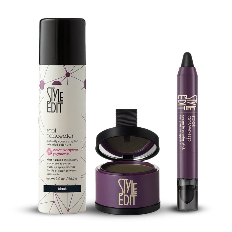 Style Edit Best Sellers Trio: Full Size Root Concealer Spray, Stick and Powder Trio Gift Set