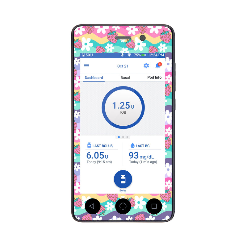 Peelz Strawberry Swing Sticker for Omnipod DASH® PDM – Pump Peelz Peelz/Stickers