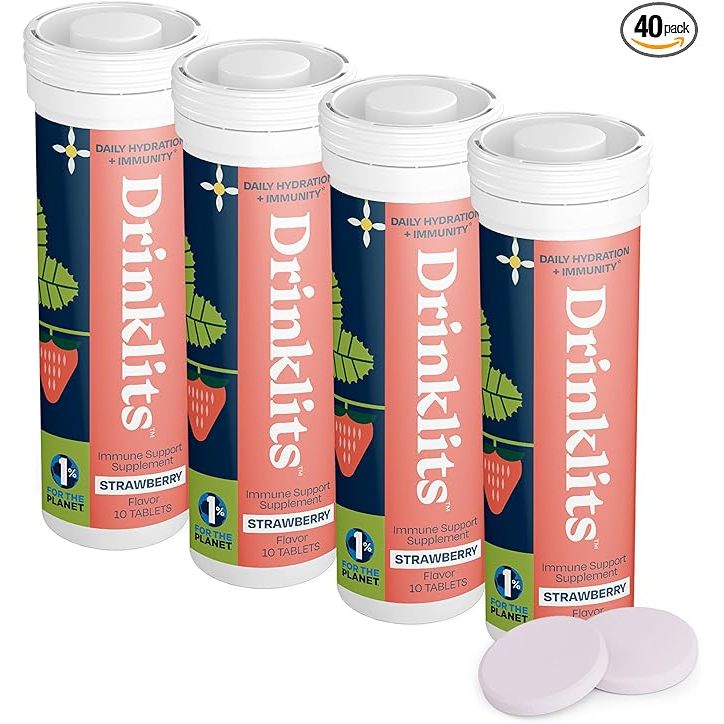 Drinklits Strawberry Daily Immune Support Tablets (4) Tube Bundle Hydration Electrolyte Tablets