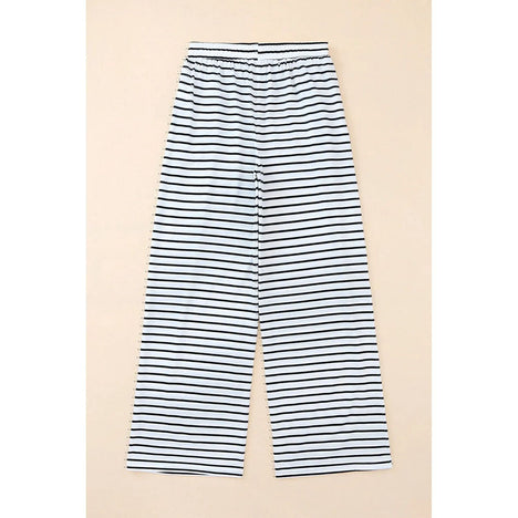 Striped Drawstring Waist Wide Leg Pants