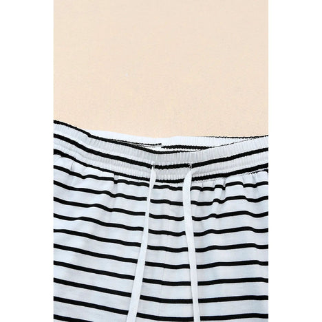 Striped Drawstring Waist Wide Leg Pants