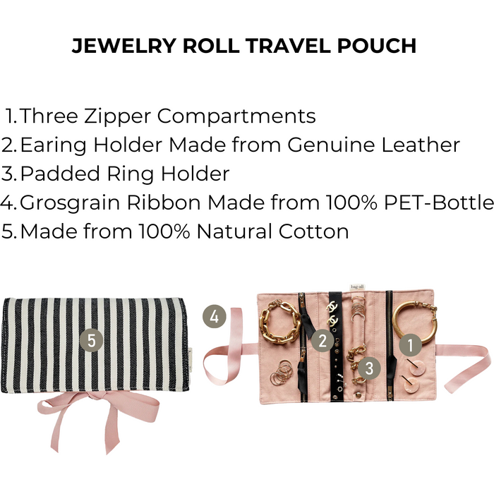 Bag-All - Jewelry Roll, Travel Pouch, Striped