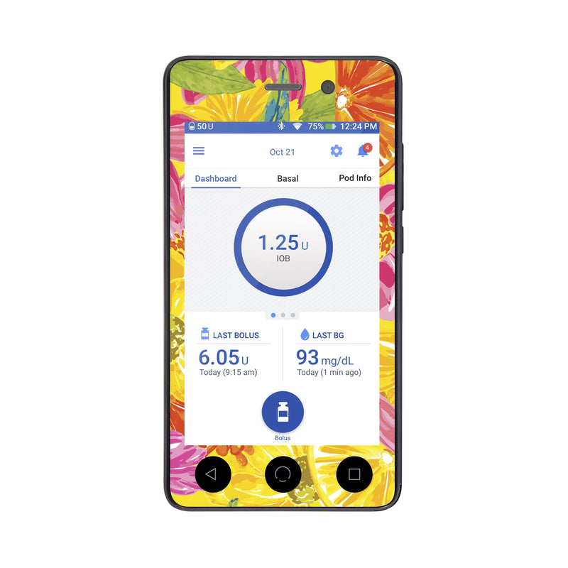 Peelz Summer Flowers Sticker for Omnipod DASH® PDM – Pump Peelz Peelz/Stickers