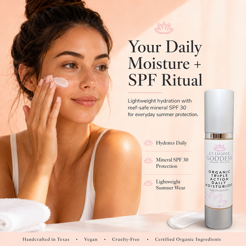 Glimmer Goddess® Organic Skin Care Triple Action Daily Moisturizer – Organic SPF 30 Moisturizers