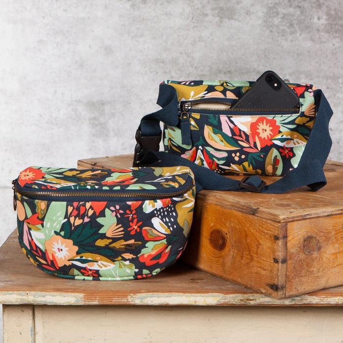 The Bullish Store Superbloom Cotton Hip Bag Adjustable Strap | Floral Waist Belt Bag Fanny Pack