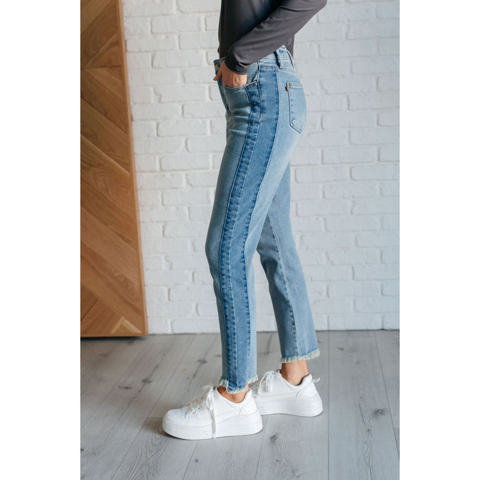 High Rise Side Panel Detail Slim Jeans