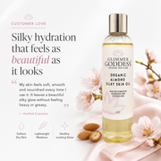Glimmer Goddess® Organic Skin Care Organic Sweet Almond Silky Skin Oil – 48 Hour Hydration Lotion & Moisturizer White Smoke
