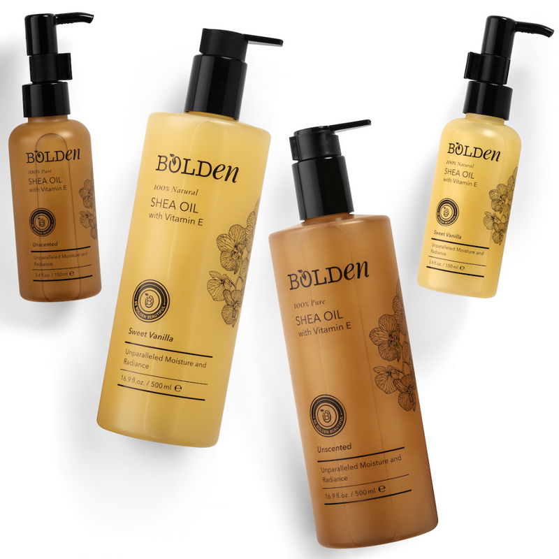 Boldenusa.com Sweet Vanilla Shea Oil | Moisturizing Body Oil for Dry, Thirsty Skin | 16.9 Fl Oz Shea Oil Dark Khaki