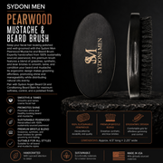 Sydoni Skincare and Beauty SYDONI MEN PEARWOOD MUSTACHE & BEARD BRUSH | Smooth, Groom & Style Beard Men Black