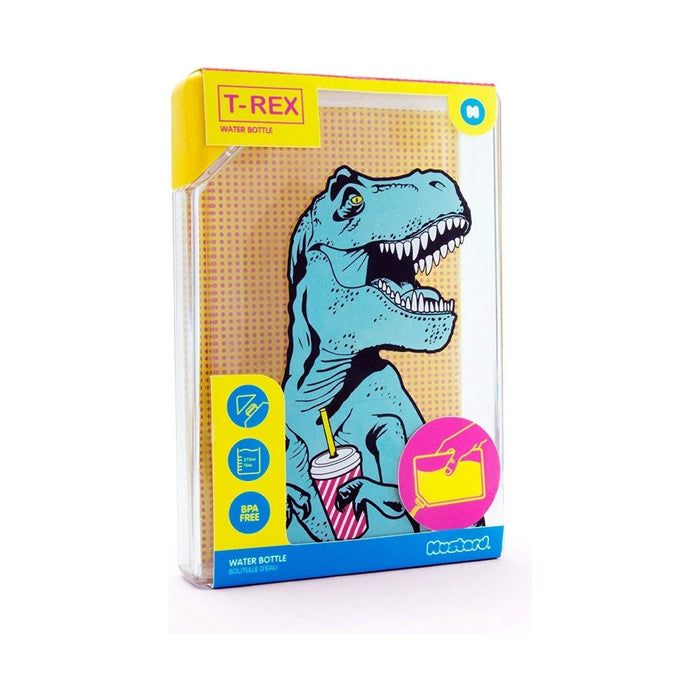 The Bullish Store T-Rex Flask Style Pop Art Water Bottle | Flat Profile Fits In Handbag | Bpa Free And Dishwasher Safe