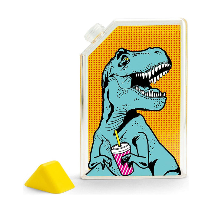 The Bullish Store T-Rex Flask Style Pop Art Water Bottle | Flat Profile Fits In Handbag | Bpa Free And Dishwasher Safe