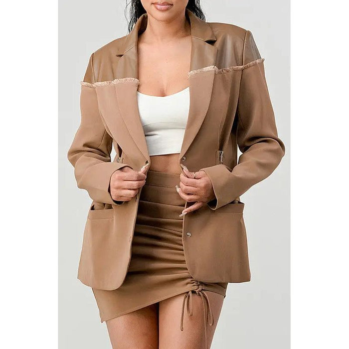 Taupe Trendy Skirt Set