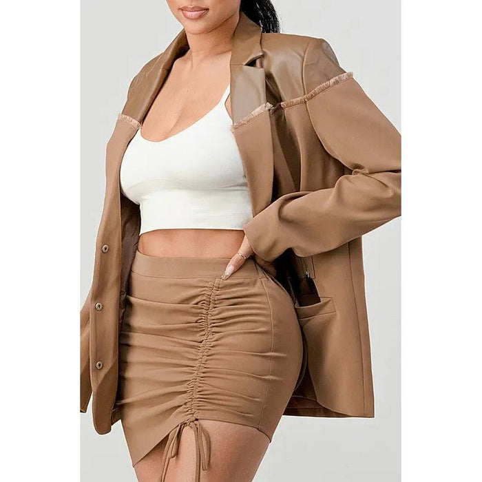 Taupe Trendy Skirt Set