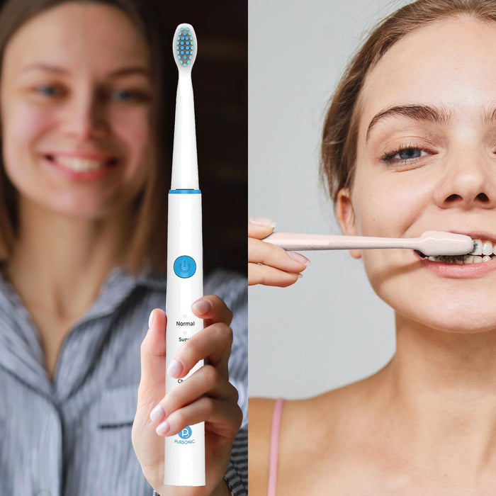 USB Rechargeable Rotary Toothbrush + Freebie Activated Coconut Charcoal Powder Natural Teeth Whitener