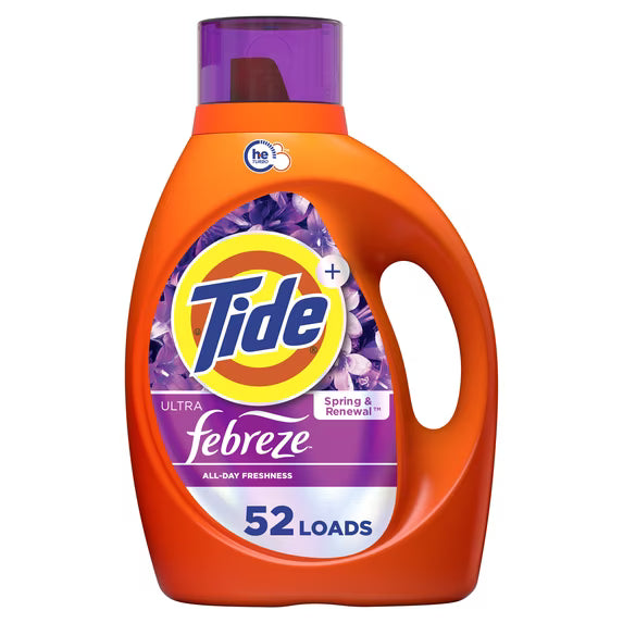 Tide Ultra Febreze Liquid Laundry Detergent , Spring and Renewal Scent, 73 fl oz 52 Loads