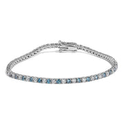 Bids.com 14K White Gold 4.0 Cttw Alternating White and Blue Lab Grown Diamond Tennis Bracelet - 7" inches Bracelets