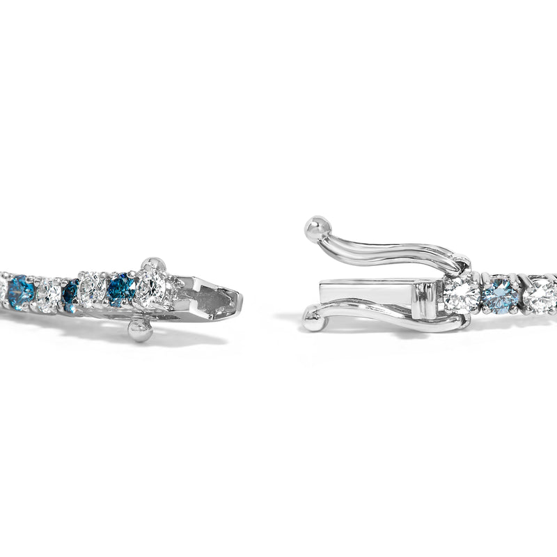 Bids.com 14K White Gold 4.0 Cttw Alternating White and Blue Lab Grown Diamond Tennis Bracelet - 7" inches Bracelets