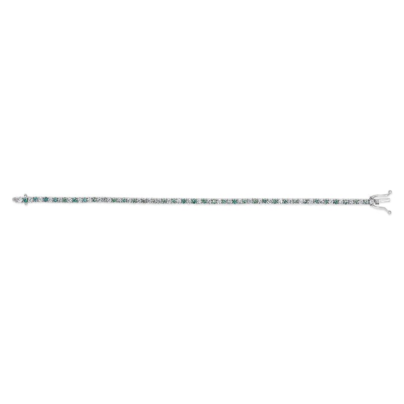 Bids.com 14K White Gold 4.0 Cttw Alternating White and Blue Lab Grown Diamond Tennis Bracelet - 7" inches Bracelets
