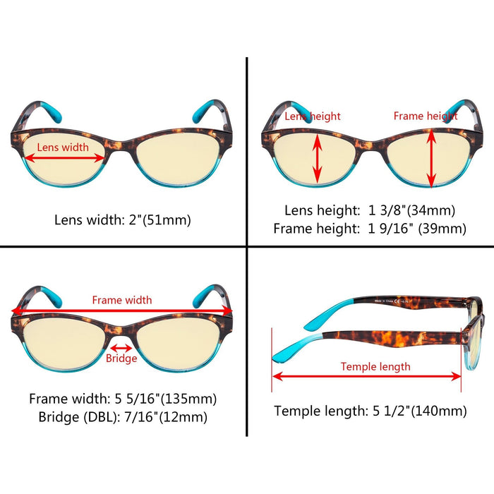 3 Pack Cat-eye Blue Light Blocking Reading Glasses TM074D