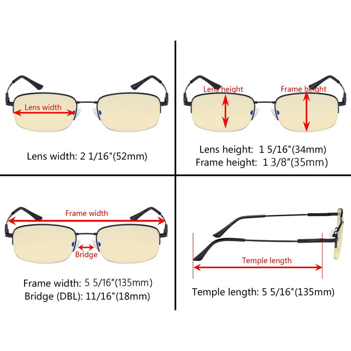 Eyekeeper.Com - Metal Half-Rim Blue Light Blocking Reading Glasses Tmcg1704