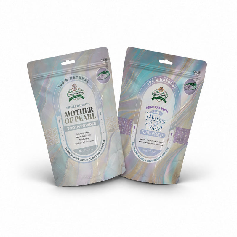 Garner's Garden Mother of Pearl Tooth Powder | Fluoride Free | 100% Natural Oral Care White Smoke Mother of Pearl Tooth Powder Adults / 2oz,Mother of Pearl Tooth Powder Adults / 4oz,Mother of Pearl Tooth Powder Kids / 2oz,Mother of Pearl Tooth Powder Kids / 4oz