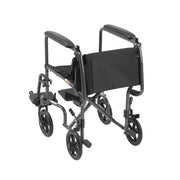 RIO Medical Supplies Lightweight Steel Transport Wheelchair, Fixed Full Arms, 19" Seat