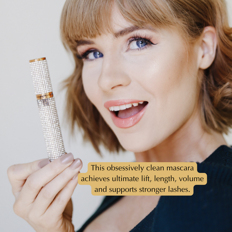 EpiLynx Mega Volume Vegan Mascara Black and Blue – Smudge-Proof with Handmade Diamond Case