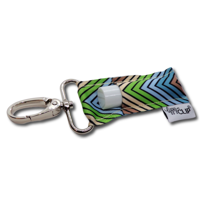 Taupe Blue and Green Stripe LippyClip® Lip Balm Holder