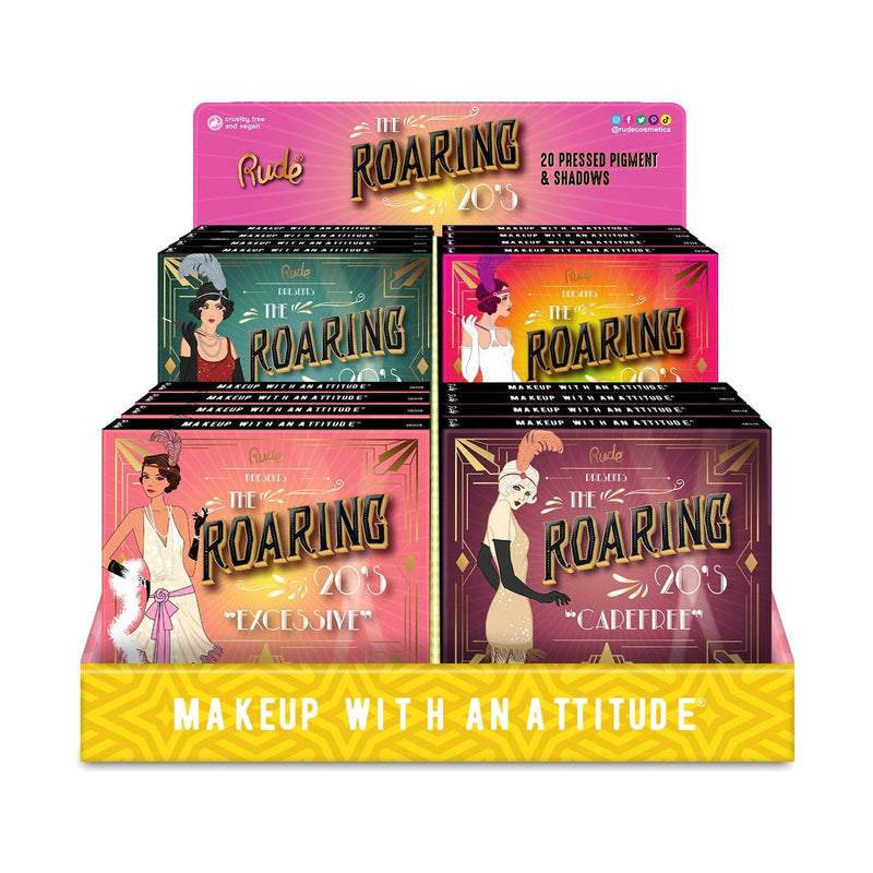 Rude Cosmetics The Roaring 20's Eyeshadow Palette Cardboard Display Set, 24 pcs Wholesale Set