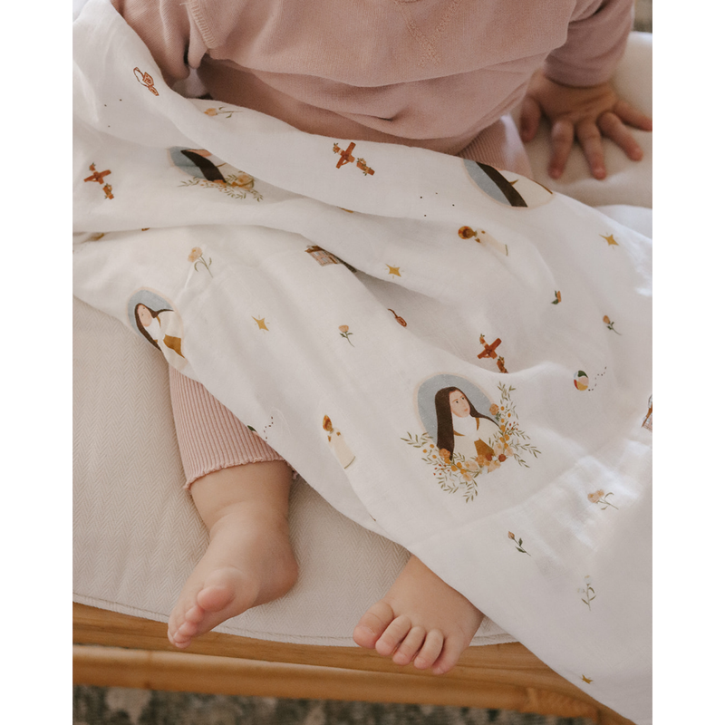 Be A Heart St. Therese of Lisieux Muslin Swaddle Baby Blanket Swaddle