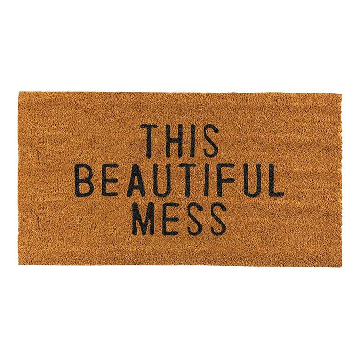 This Beautiful Mess Coir Door Mat | Welcome Outdoor Indoor Rug | 30" x 16"