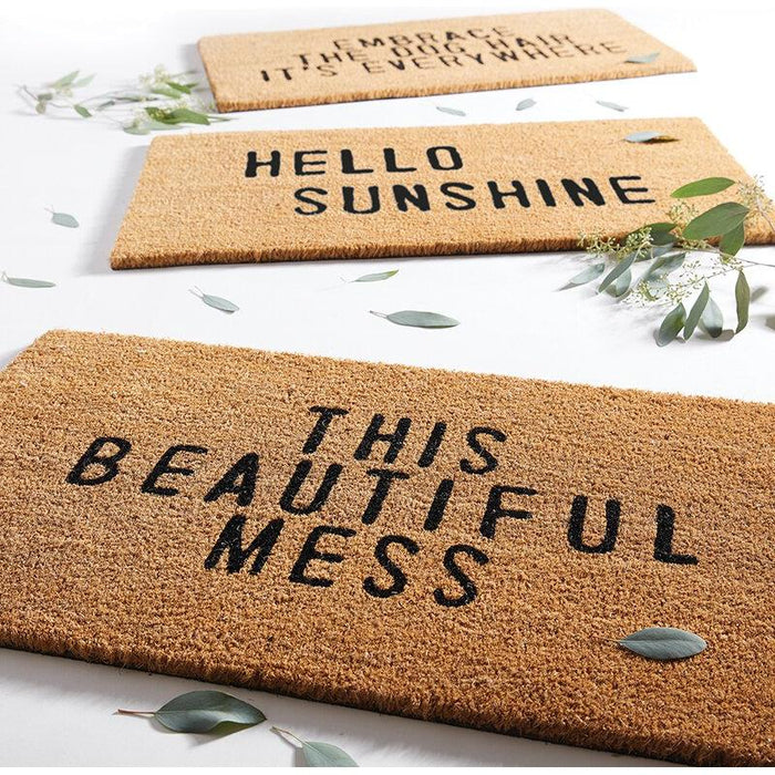 This Beautiful Mess Coir Door Mat | Welcome Outdoor Indoor Rug | 30" x 16"