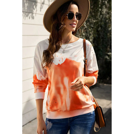 Tie Dye Round Neck Long Sleeve Sweatshirt