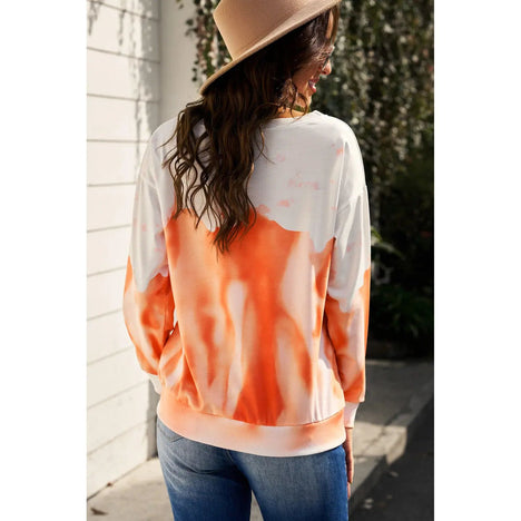 Tie Dye Round Neck Long Sleeve Sweatshirt