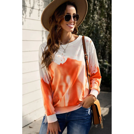 Tie Dye Round Neck Long Sleeve Sweatshirt