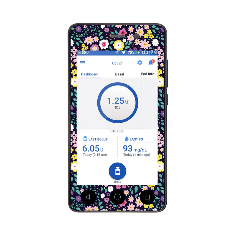 Peelz Tiny Flowers Sticker for Omnipod DASH® PDM – Pump Peelz Peelz/Stickers