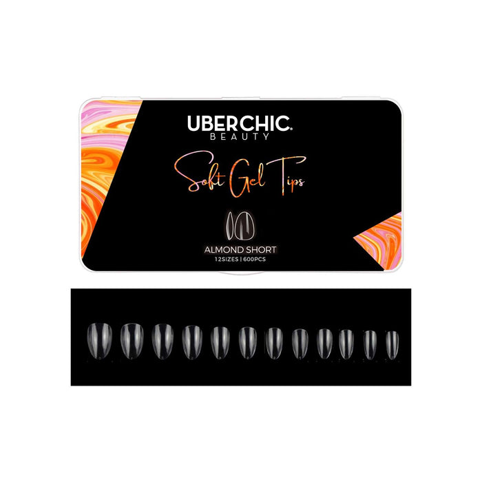 Uberchic Beauty 600 Soft Gel Tips: Almond   Short