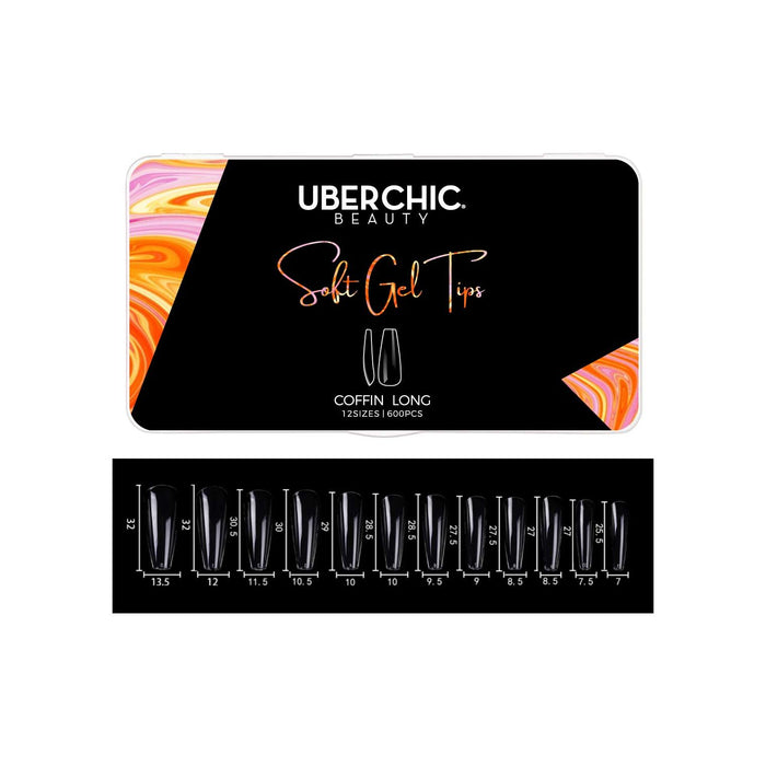 Uberchic Beauty 600 Soft Gel Tips: Coffin   Long