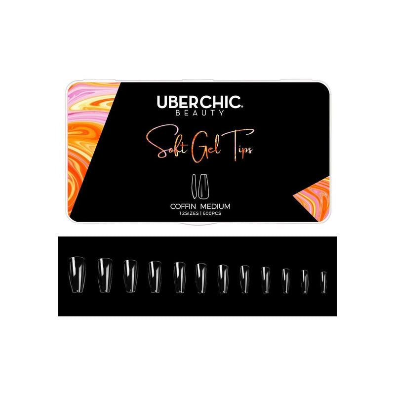 UberChic Beauty 600 Soft Gel Tips: Coffin - Medium