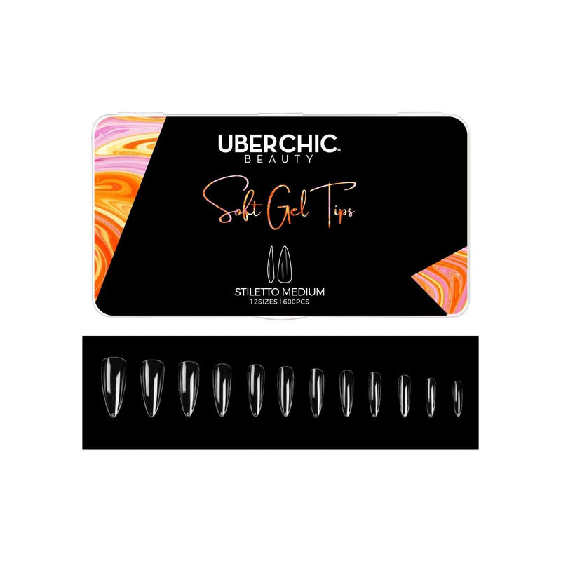 UberChic Beauty 600 Soft Gel Tips: Stiletto - Medium False Nails