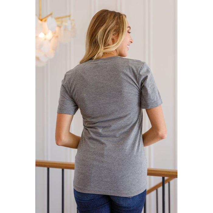 To The Window Graphic V Neck Tee In Gray