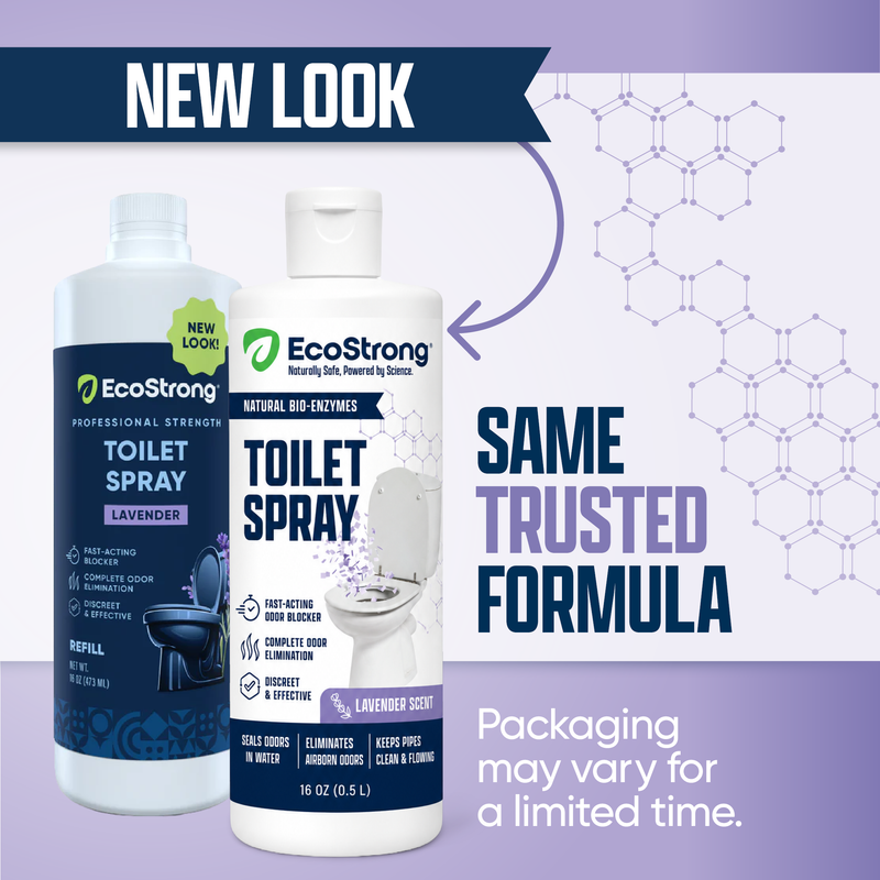 EcoStrong Discrete Toilet Spray Toilet Odor Lavender 2 x 4 oz Sprayer Bottle,16 oz Refill,4 oz Sprayer Bottle and 16 oz Refill