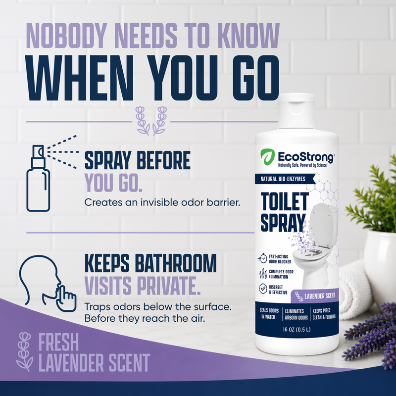 EcoStrong Discrete Toilet Spray Toilet Odor Lavender 2 x 4 oz Sprayer Bottle,16 oz Refill,4 oz Sprayer Bottle and 16 oz Refill