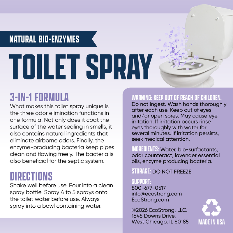 EcoStrong Discrete Toilet Spray Toilet Odor White Smoke 2 x 4 oz Sprayer Bottle,16 oz Refill,4 oz Sprayer Bottle and 16 oz Refill