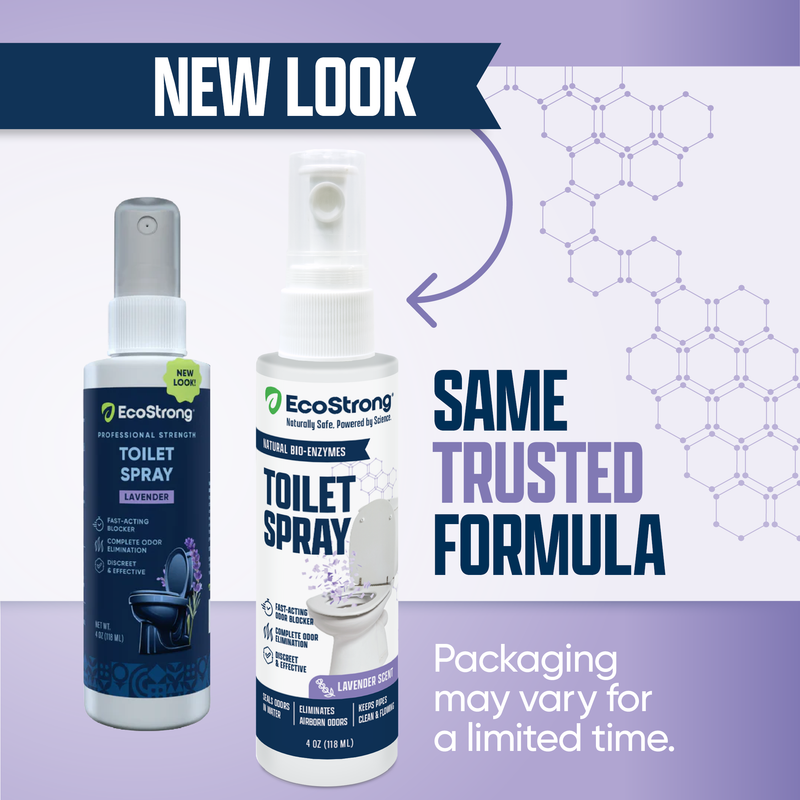 EcoStrong Discrete Toilet Spray Toilet Odor Lavender 2 x 4 oz Sprayer Bottle,16 oz Refill,4 oz Sprayer Bottle and 16 oz Refill