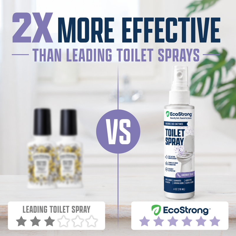 EcoStrong Discrete Toilet Spray Toilet Odor Lavender 2 x 4 oz Sprayer Bottle,16 oz Refill,4 oz Sprayer Bottle and 16 oz Refill